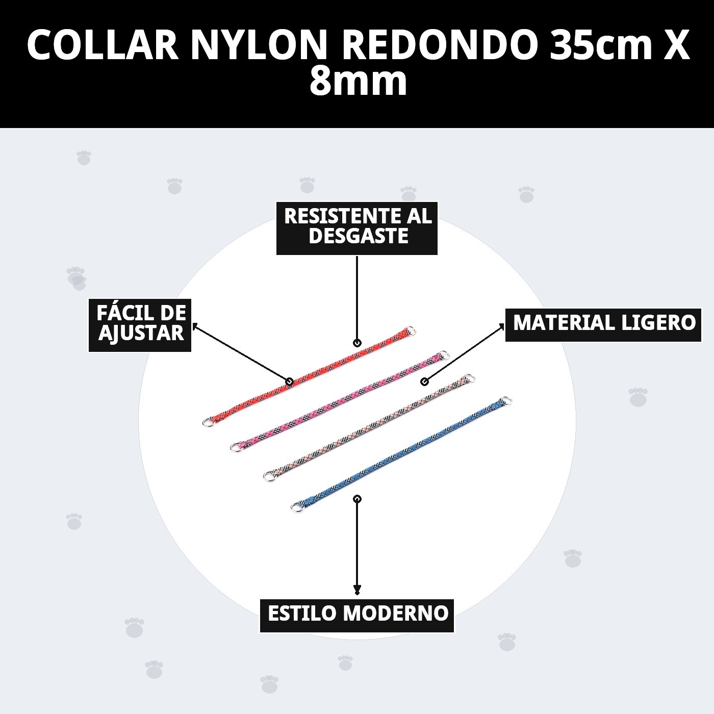 COLLAR NYLON REDONDO 35cm X 8mm