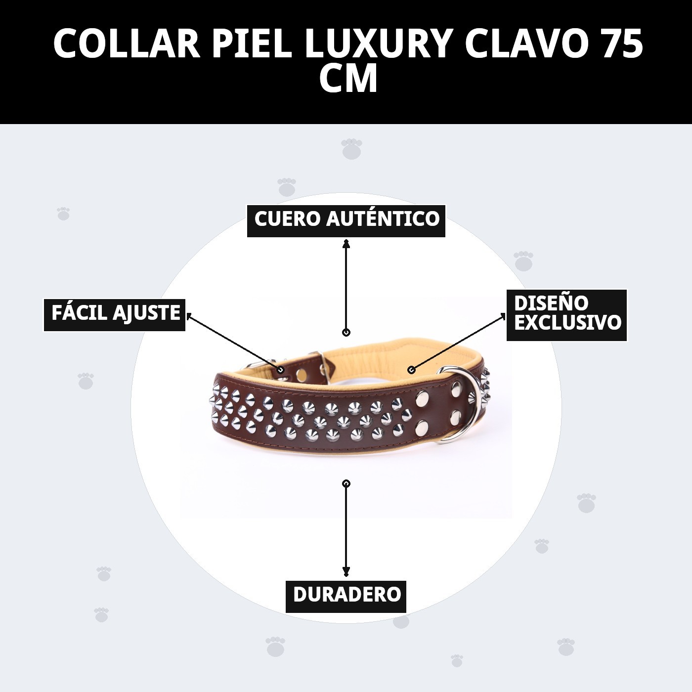 COLLAR PIEL LUXURY CLAVO 75 CM