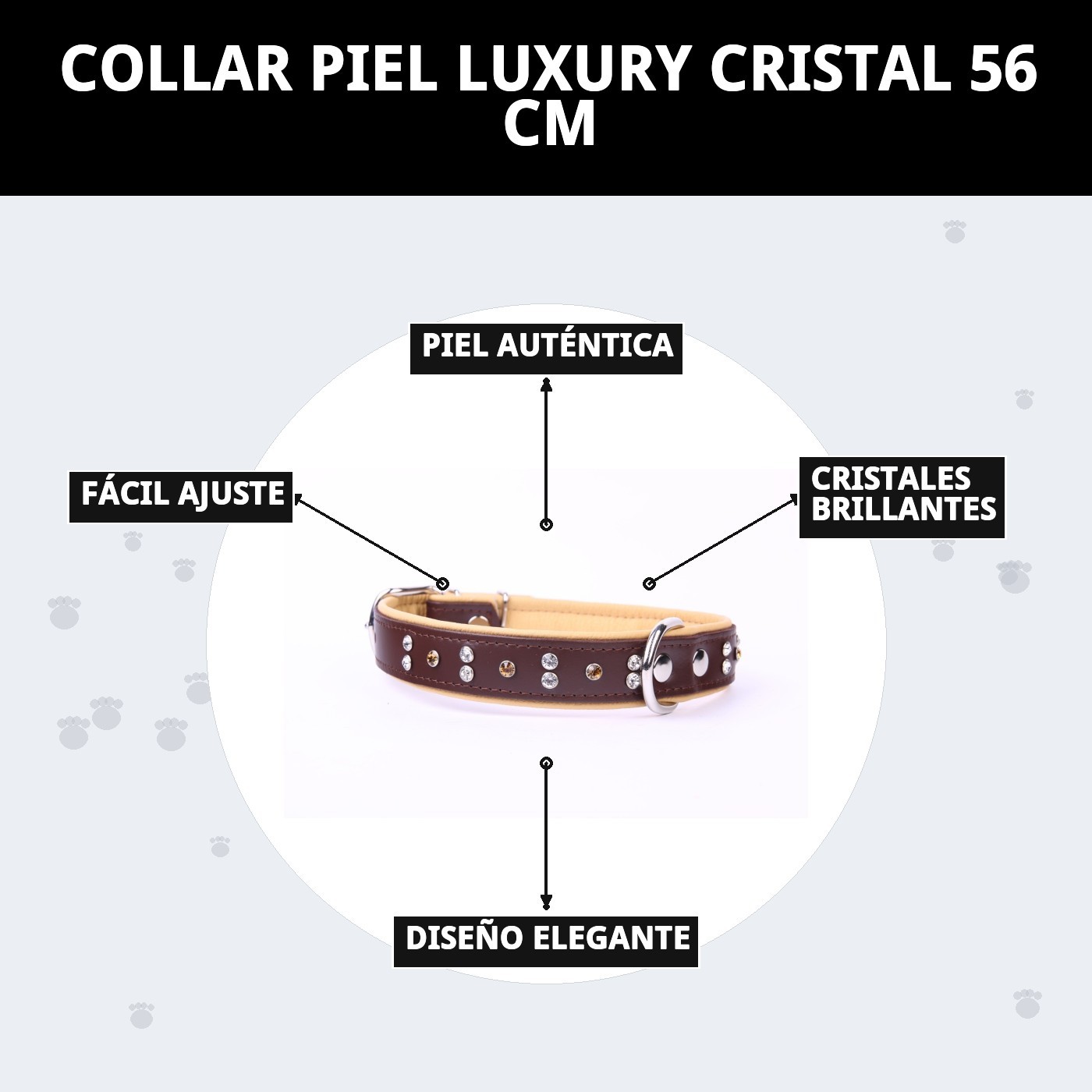 COLLAR PIEL LUXURY CRISTAL 56 CM