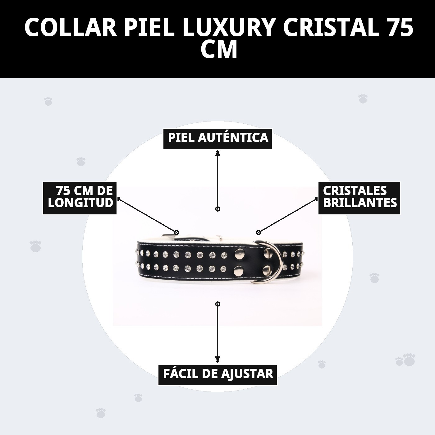 COLLAR PIEL LUXURY CRISTAL 75 CM