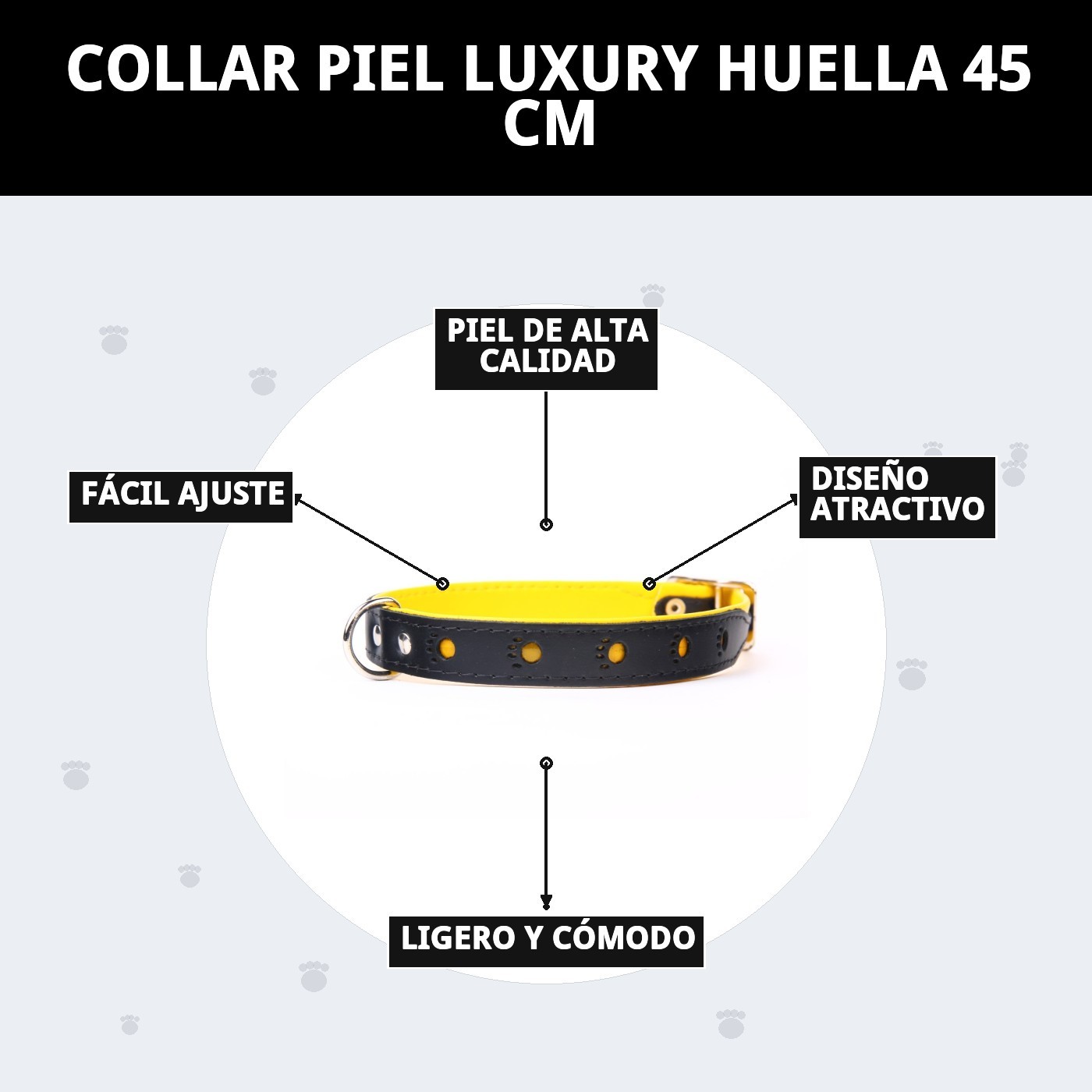 COLLAR PIEL LUXURY HUELLA 45 CM