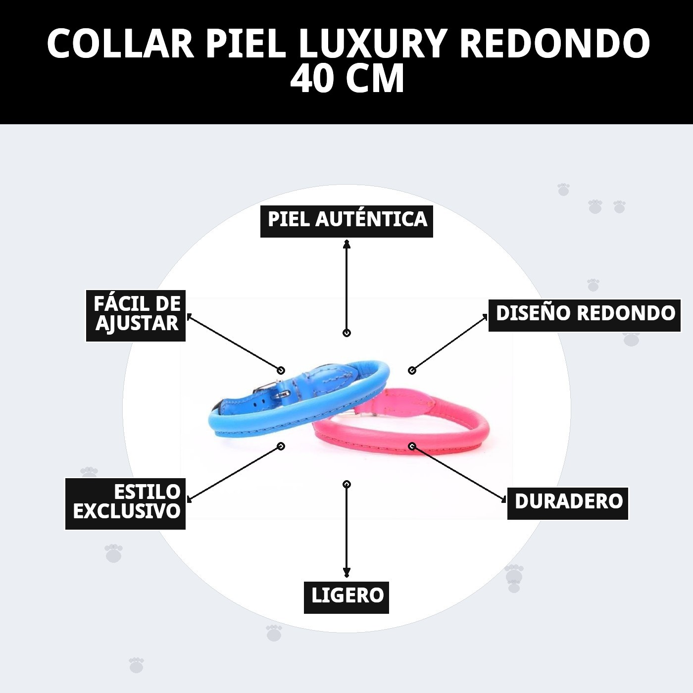 COLLAR PIEL LUXURY REDONDO 40 CM