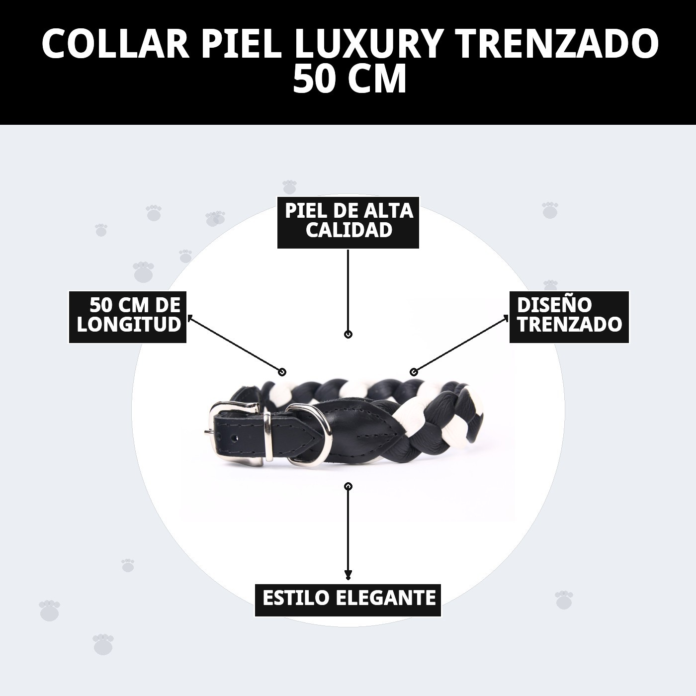 COLLAR PIEL LUXURY TRENZADO 50 CM