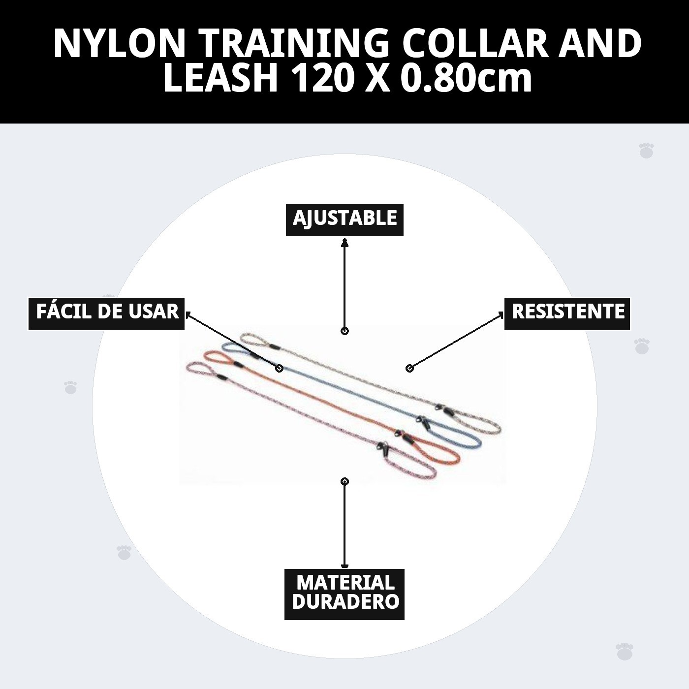 COLLAR Y RAMAL NYLON ADIESTRA 120 X 0,80cm