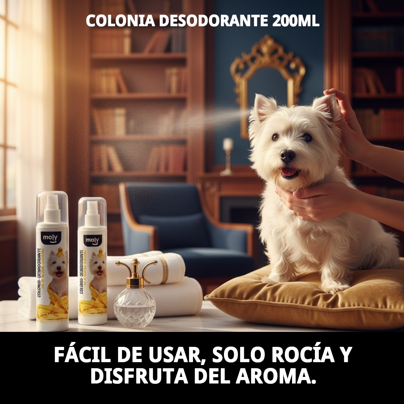 Colonia Desodorante 200 ml Moly | Frescura Duradera y Aroma Suave para Perros