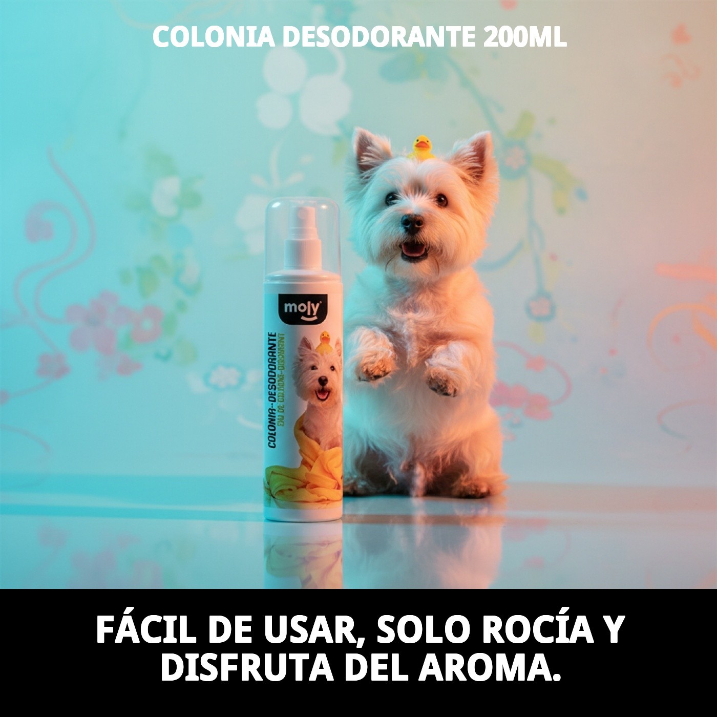 Colonia Desodorante 200 ml Moly | Frescura Duradera y Aroma Suave para Perros