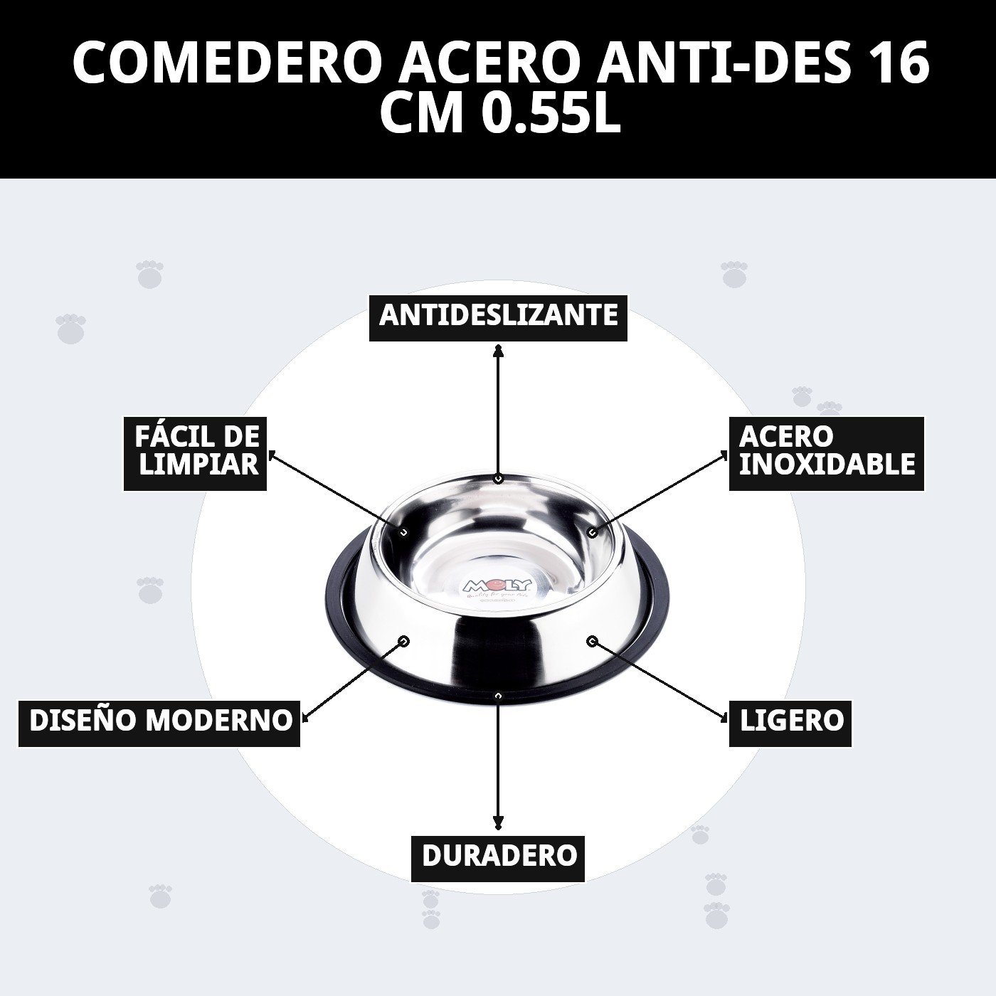 COMEDERO ACERO ANTI-DES 16 CM 0.55L