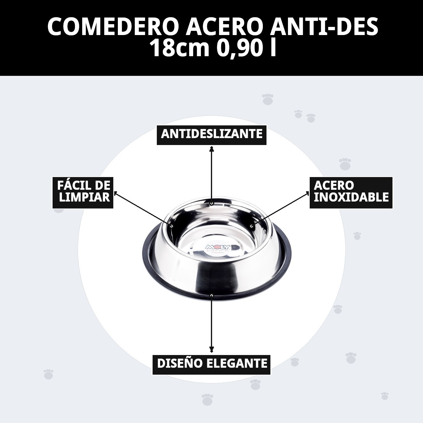 COMEDERO ACERO ANTI-DES 18cm 0,90 l