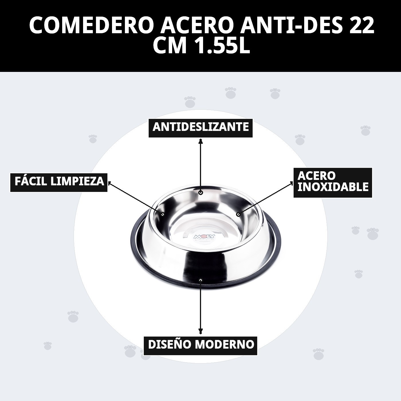 COMEDERO ACERO ANTI-DES 22 CM 1.55L