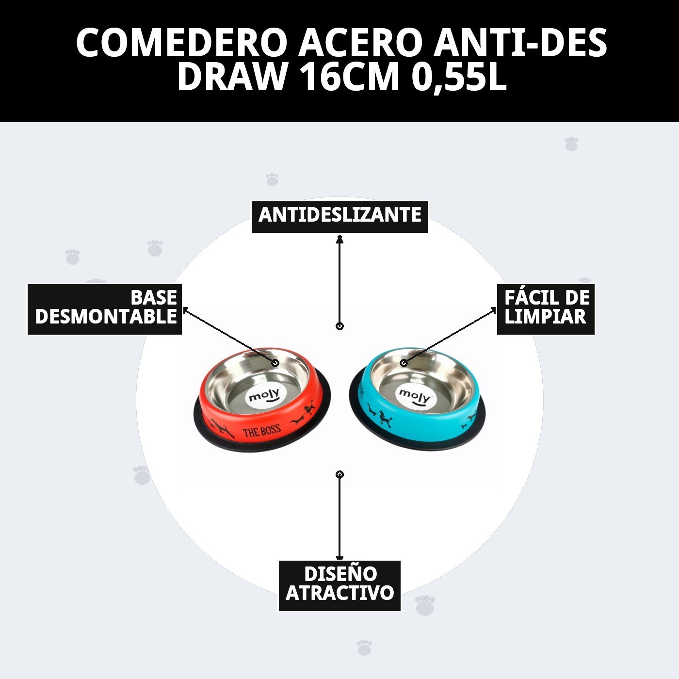 COMEDERO ACERO ANTI-DES DRAW 16CM 0,55L
