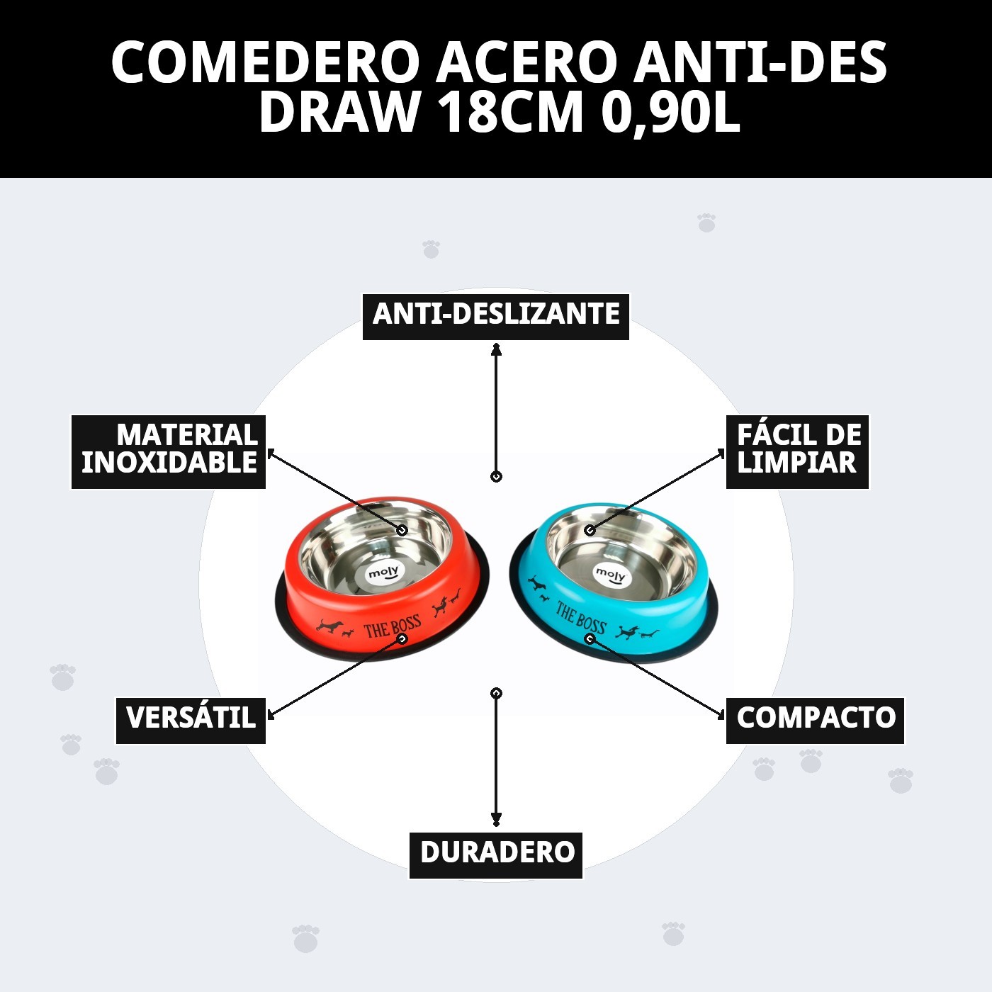 COMEDERO ACERO ANTI-DES DRAW 18CM 0,90L