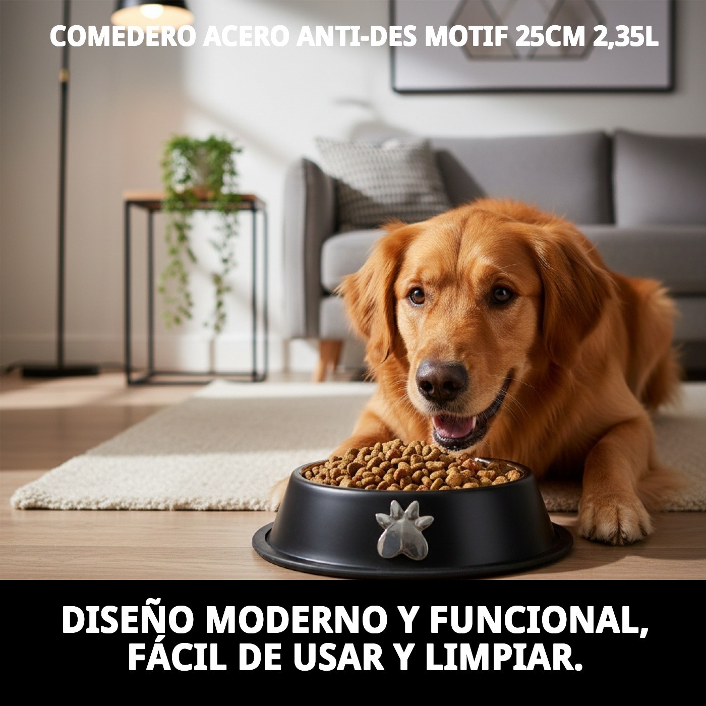 COMEDERO ACERO ANTI-DES MOTIF 25CM 2,35L