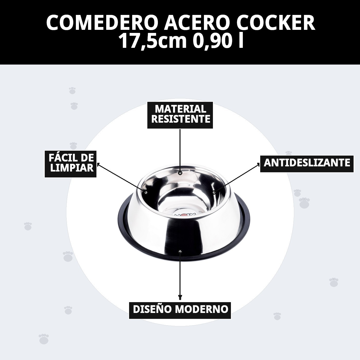 COMEDERO ACERO COCKER 17,5cm 0,90 l