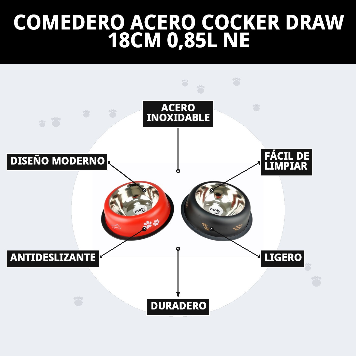 COMEDERO ACERO COCKER DRAW 18CM 0,85L NE