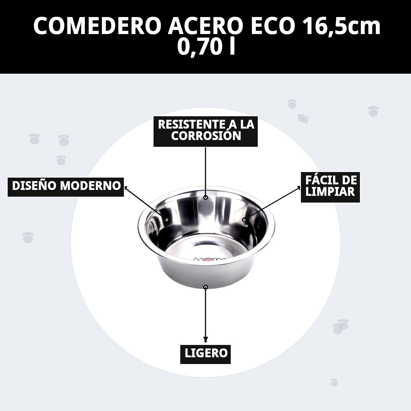 COMEDERO ACERO ECO 16,5cm 0,70 l