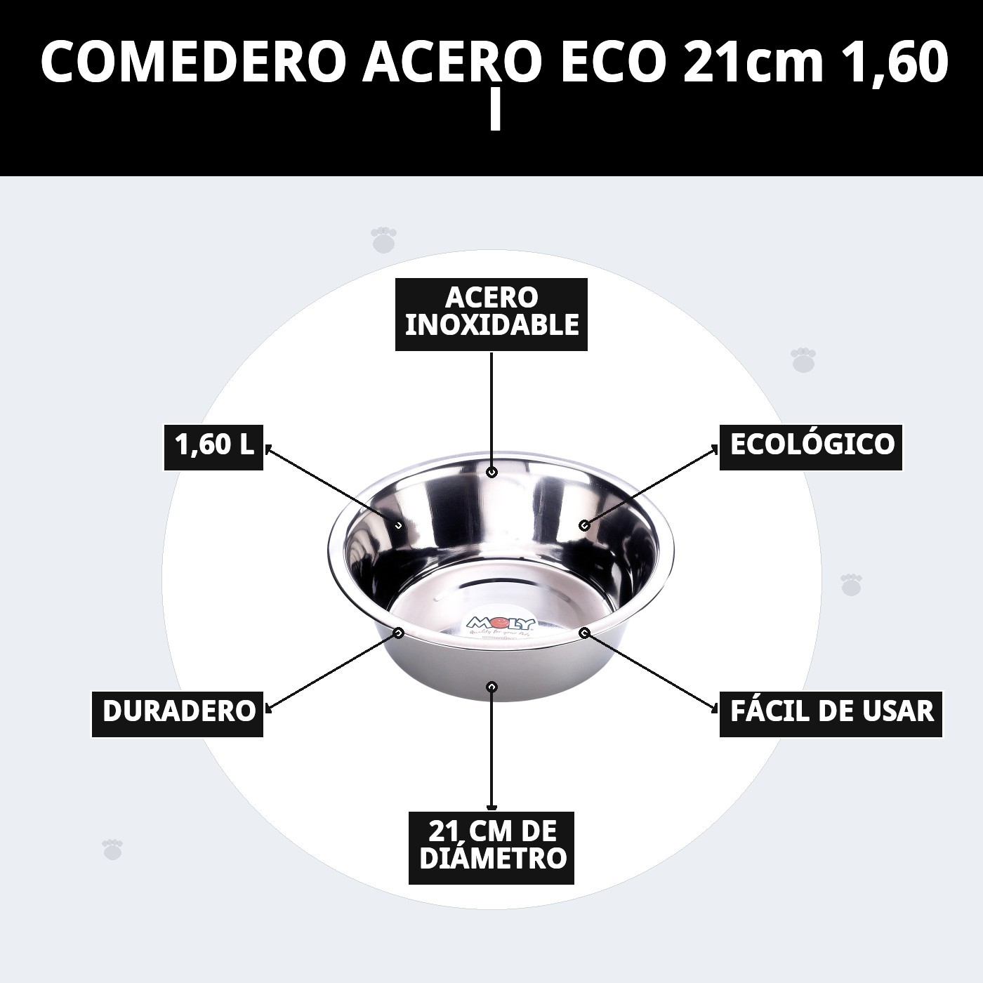 COMEDERO ACERO ECO 21cm 1,60 l