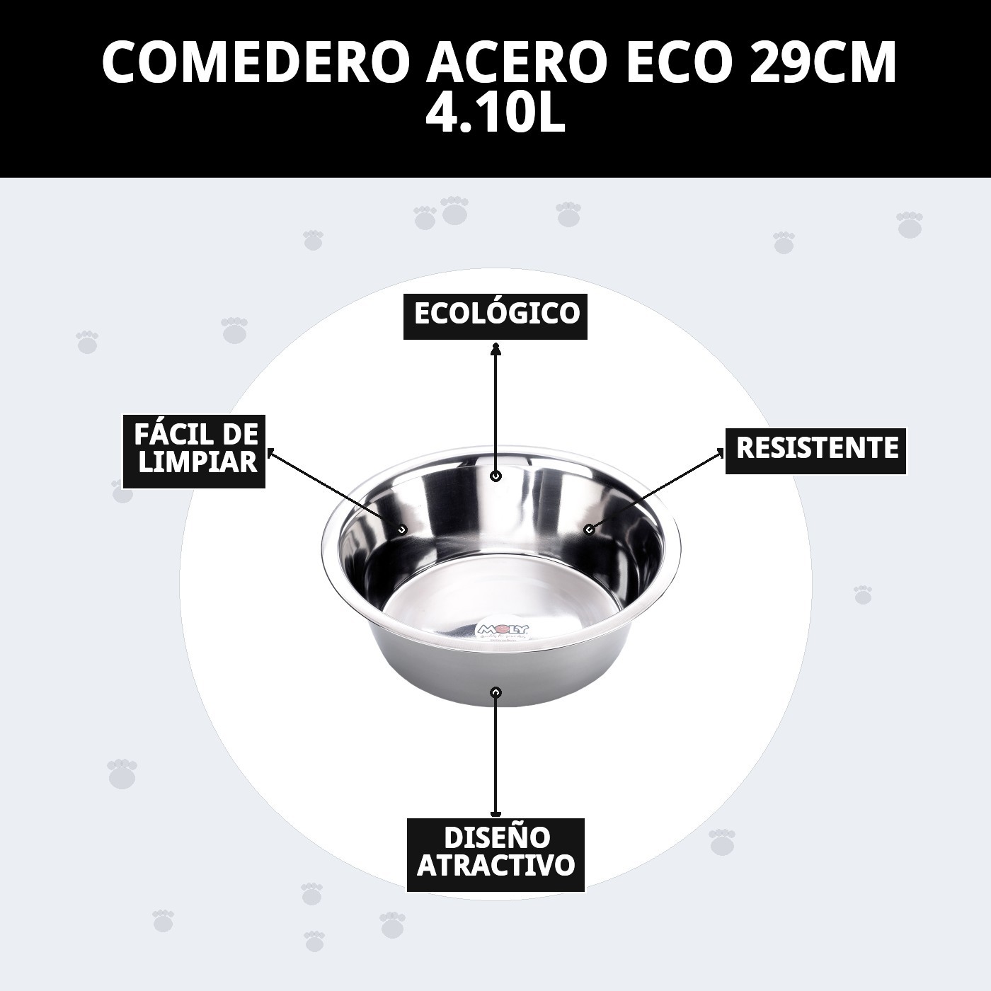 COMEDERO ACERO ECO 29CM 4.10L