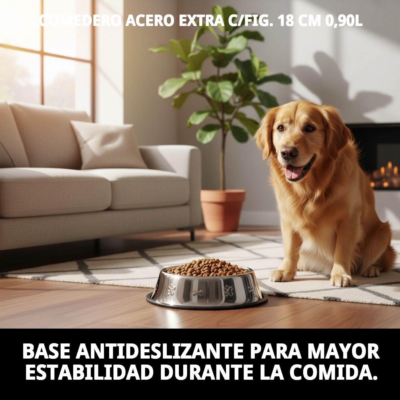 COMEDERO ACERO EXTRA C/FIG. 18 CM 0,90L