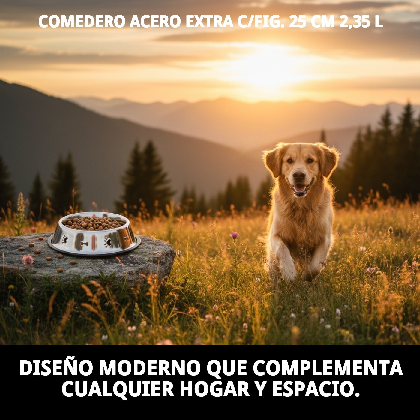 COMEDERO ACERO EXTRA C/FIG. 25 CM 2,35 L