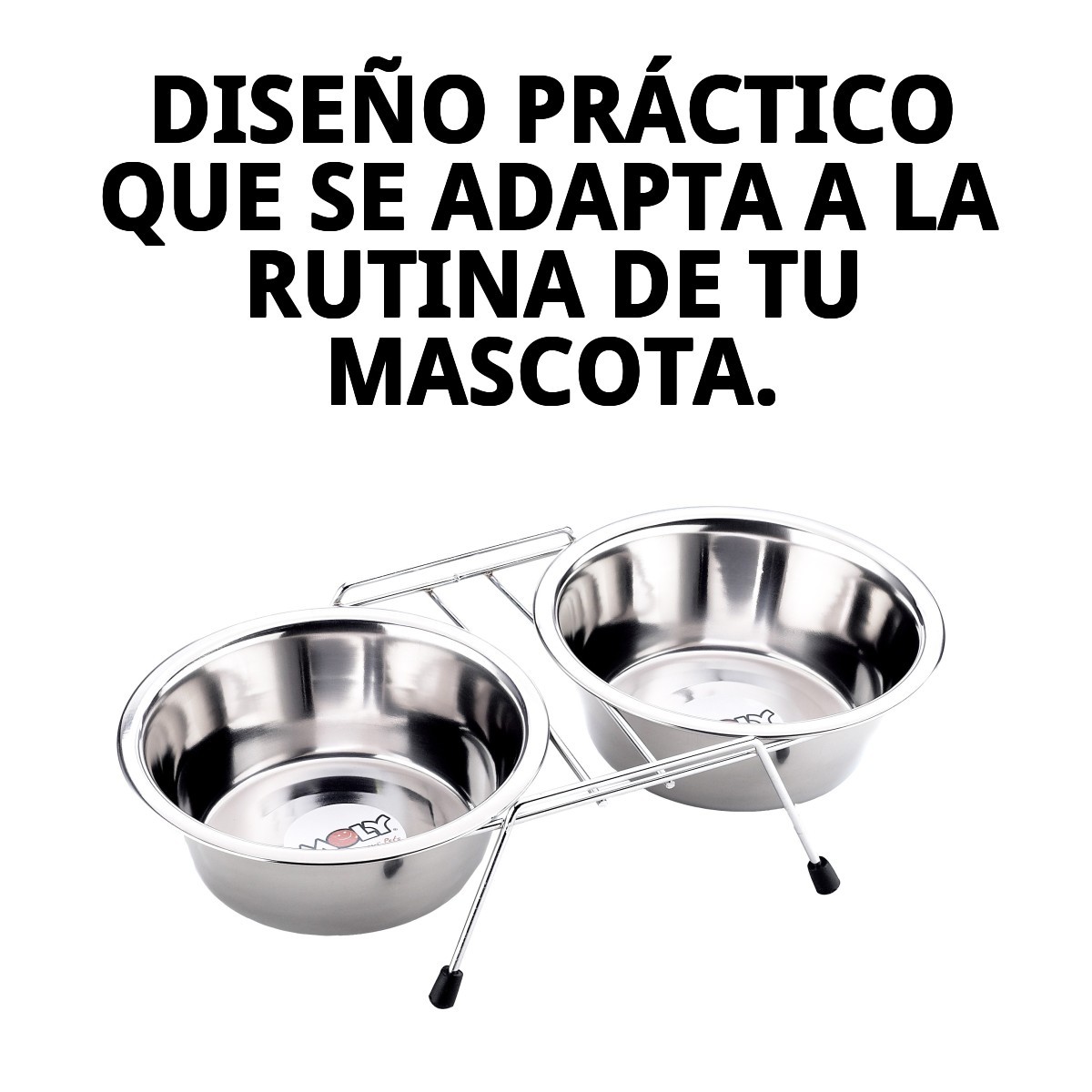 COMEDERO DOBLE 16.5CM C/SOPORTE 2X0.70L