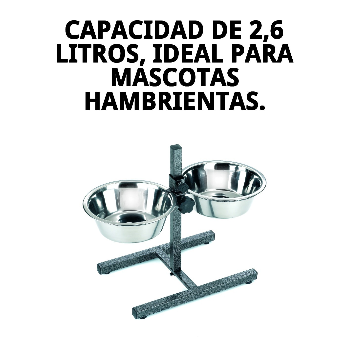 COMEDERO DOBLE REGULABLE 25cm 2 X 2,6 l