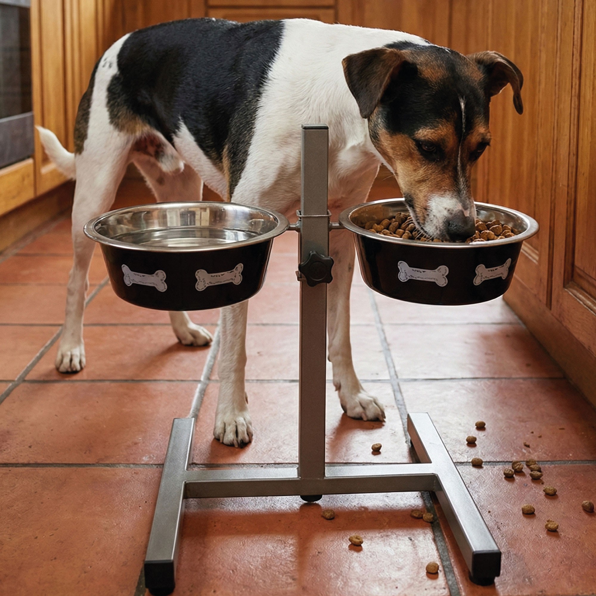 Comedero Doble Regulable en Altura Moly | 2 Cuencos de 1.55 L para Perros Medianos y Grandes