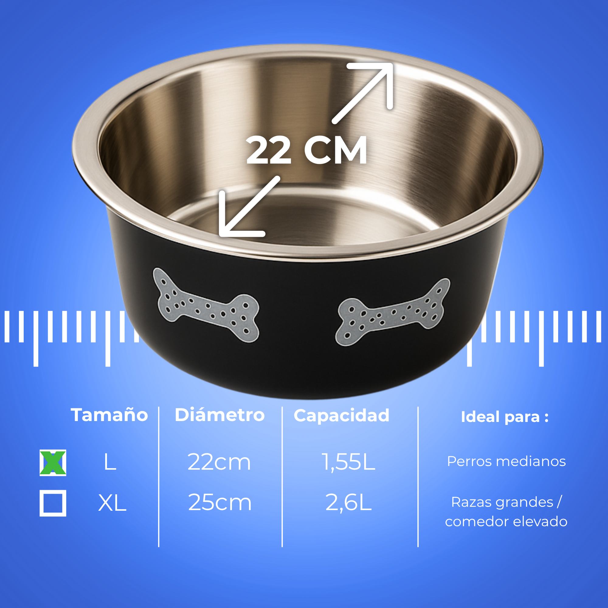 Comedero Doble Regulable en Altura Moly | 2 Cuencos de 1.55 L para Perros Medianos y Grandes