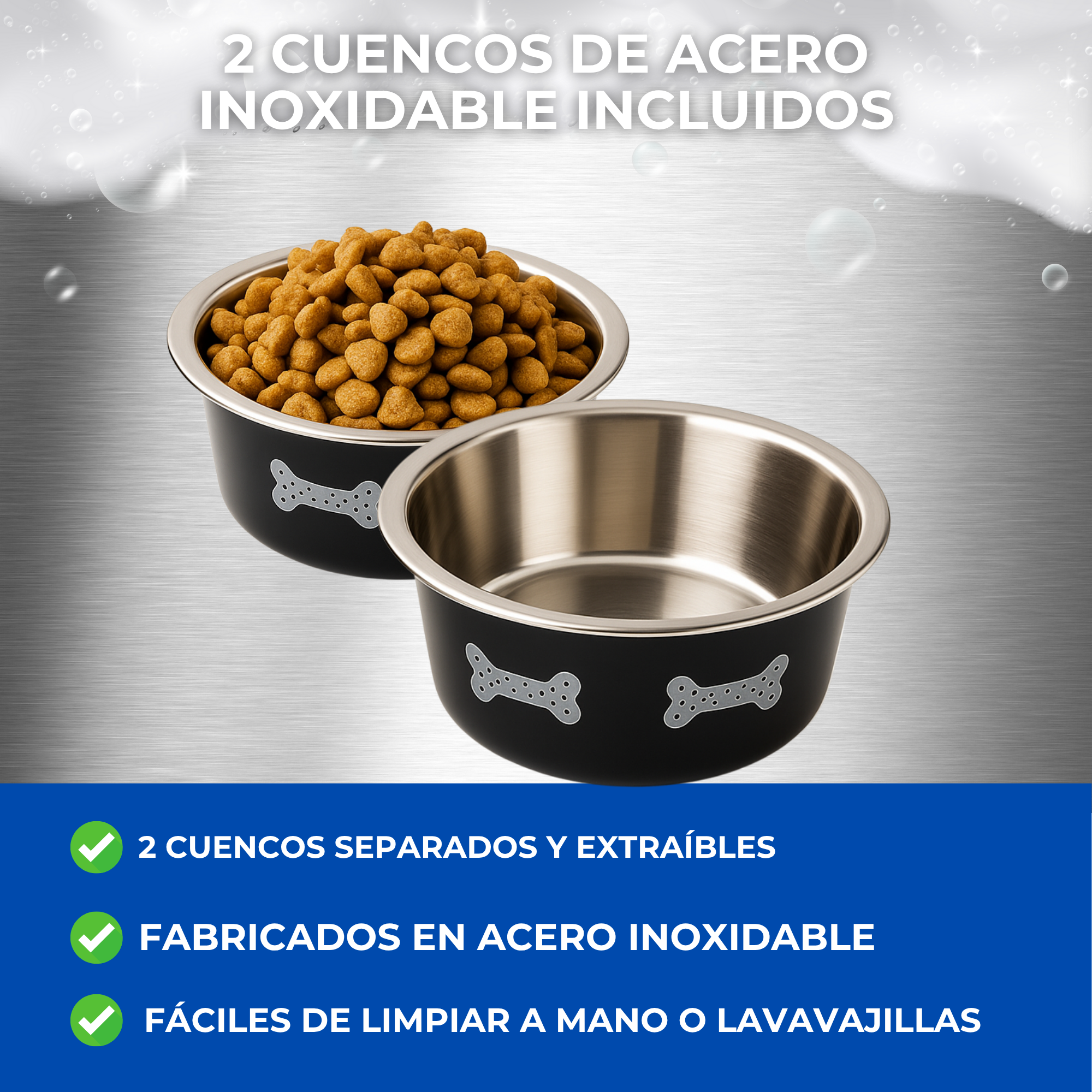 Comedero Doble Regulable en Altura Moly | 2 Cuencos de 1.55 L para Perros Medianos y Grandes
