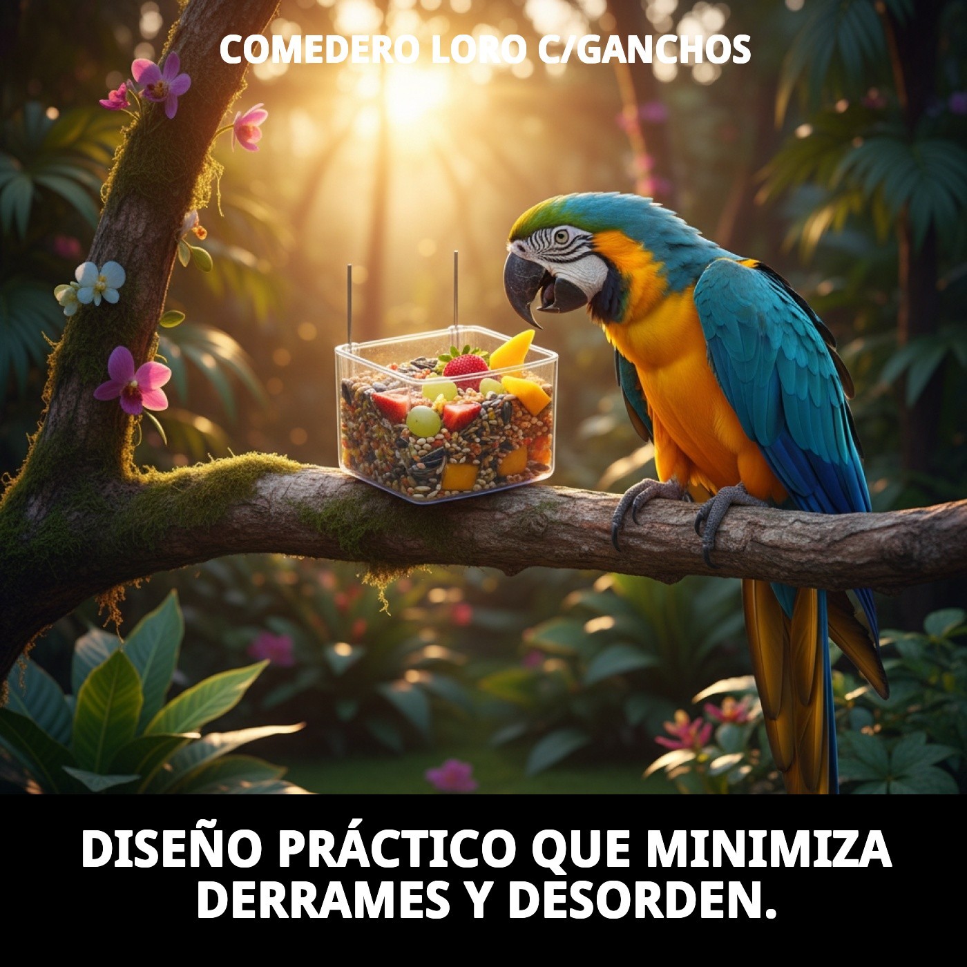 COMEDERO LORO C/GANCHOS