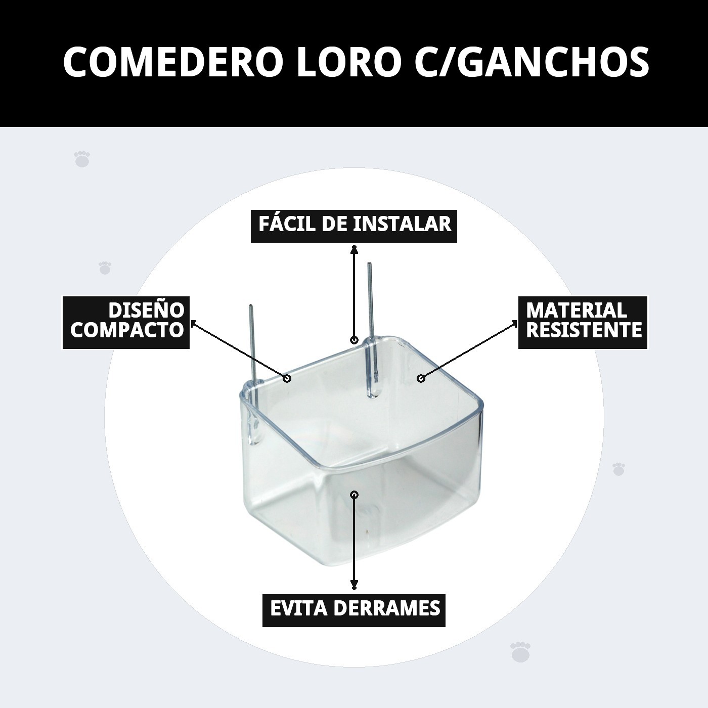 COMEDERO LORO C/GANCHOS