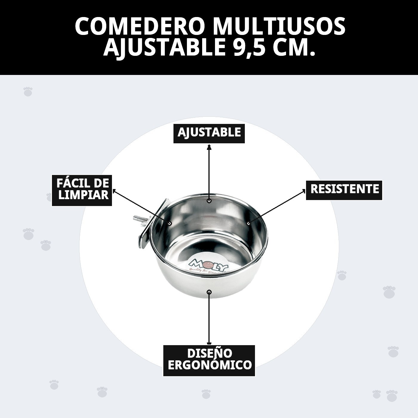 COMEDERO MULTIUSOS AJUSTABLE 9,5 CM.