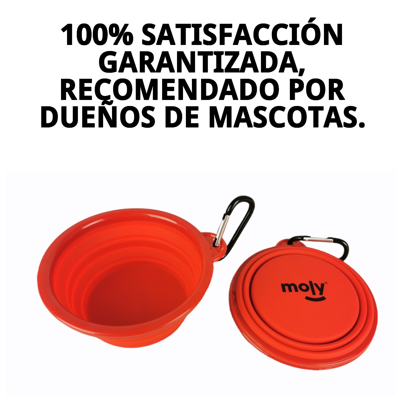 Comedero Plegable de Silicona 350 ml Moly | Con Mosquetón Incluido-Portátil, Antideslizante y Perfecto para Viajes