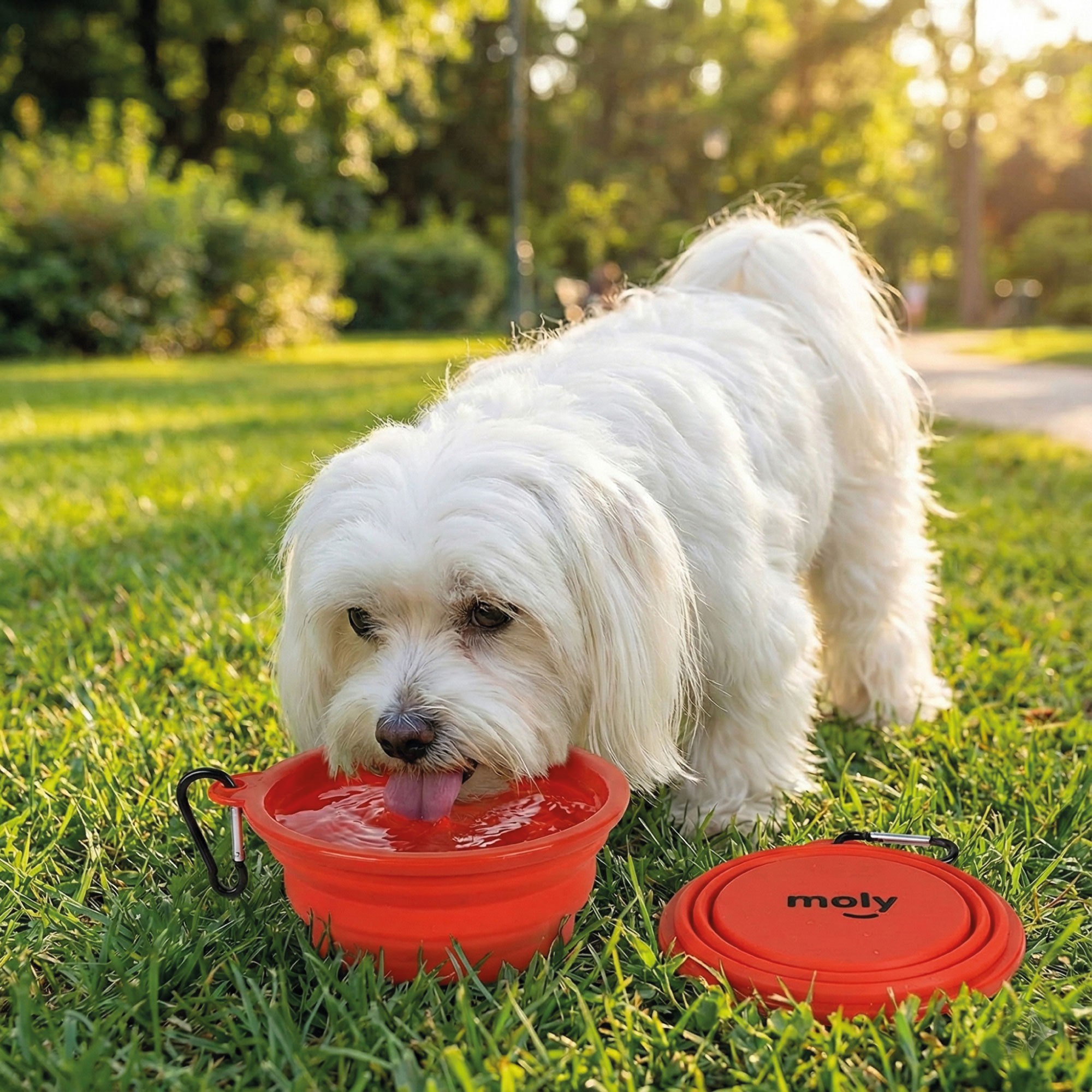 Comedero Plegable de Silicona 350 ml Moly | Con Mosquetón Incluido-Portátil, Antideslizante y Perfecto para Viajes