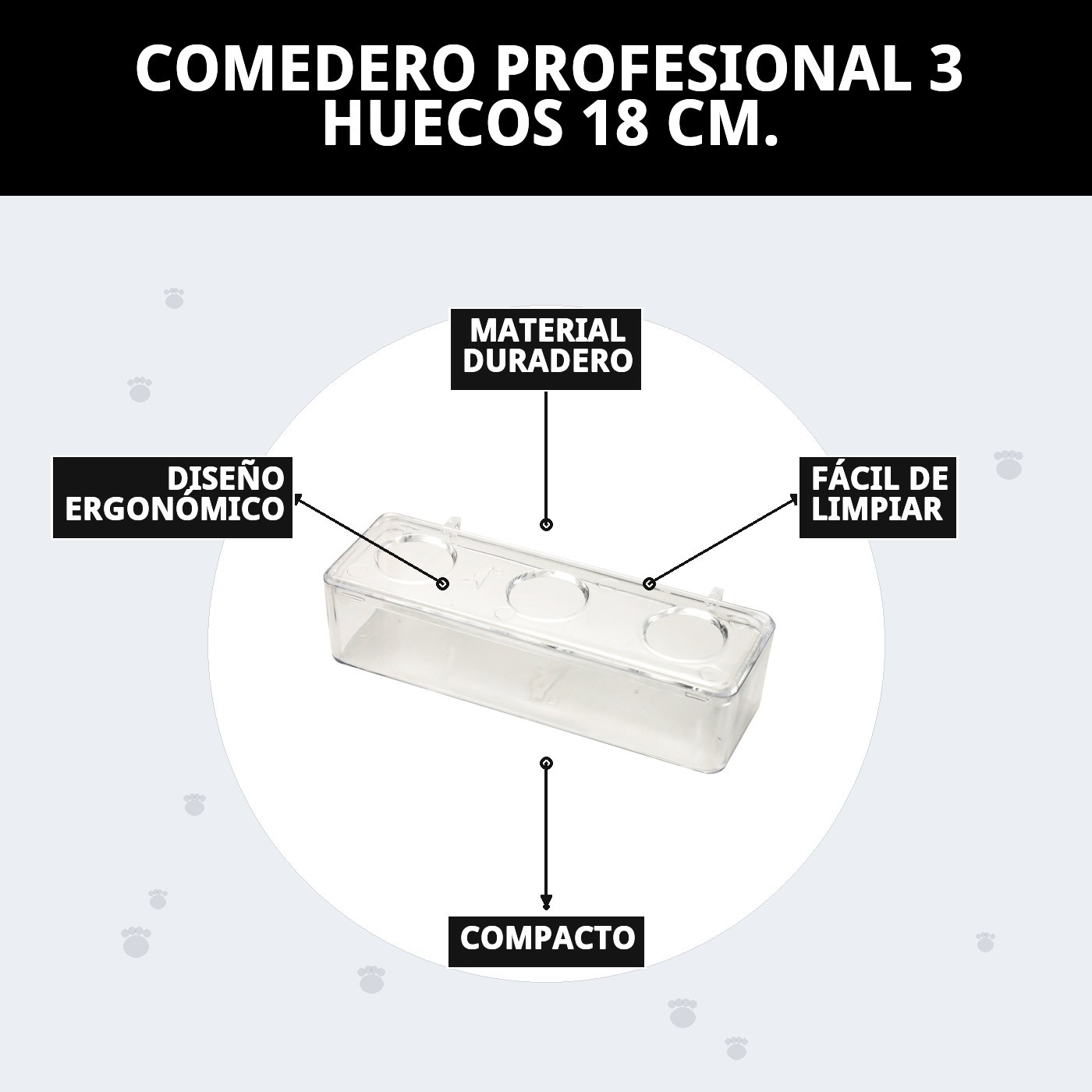 COMEDERO PROFESIONAL 3 HUECOS 18 CM.