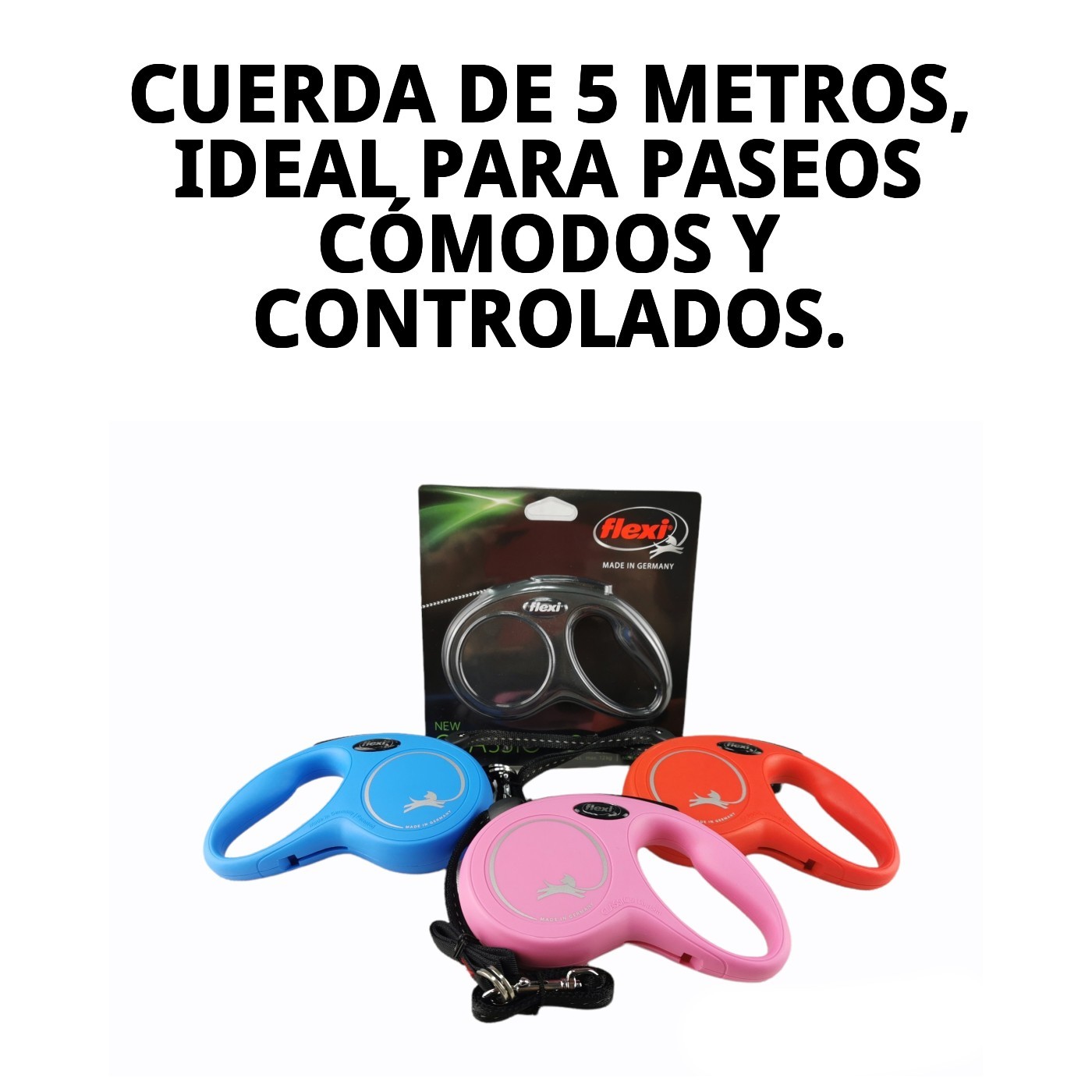 Correa Extensible Flexi New Classic M/L 5 m Cordón | Control y Libertad para Perros Medianos y Grandes