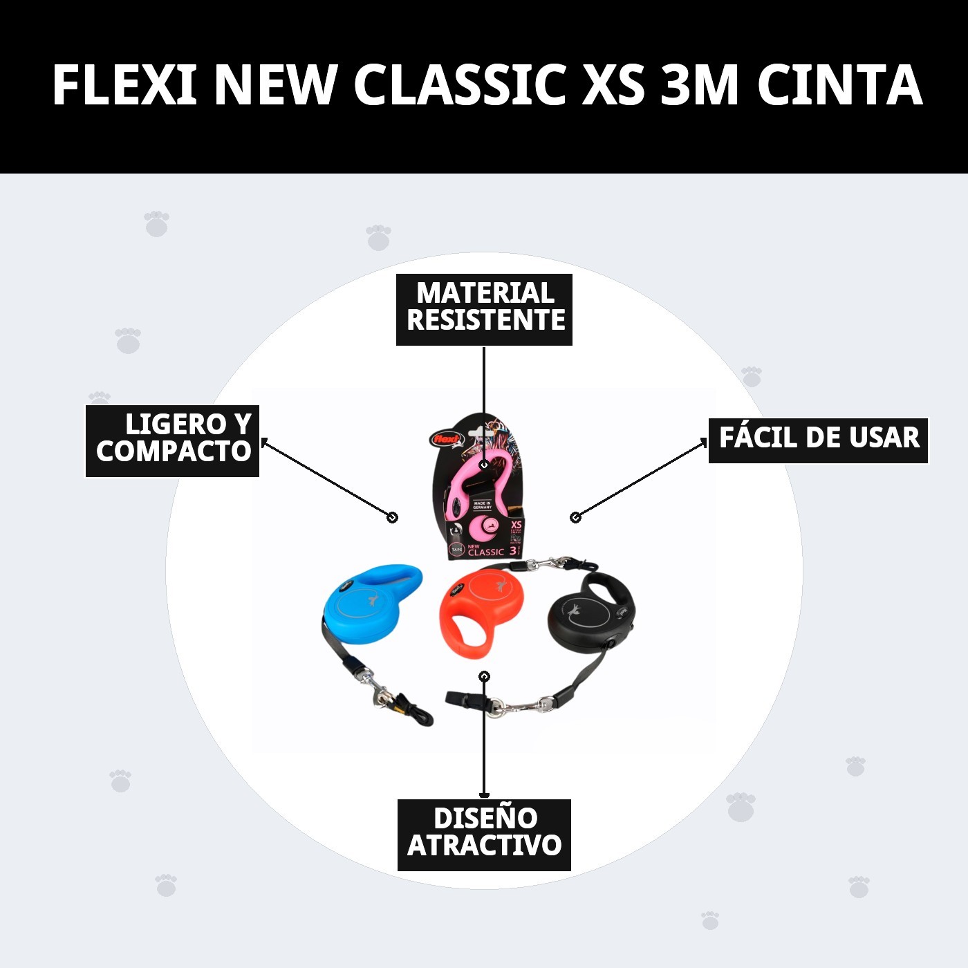 Correa Extensible Flexi New Classic XS 3 m Cinta | Control y Libertad