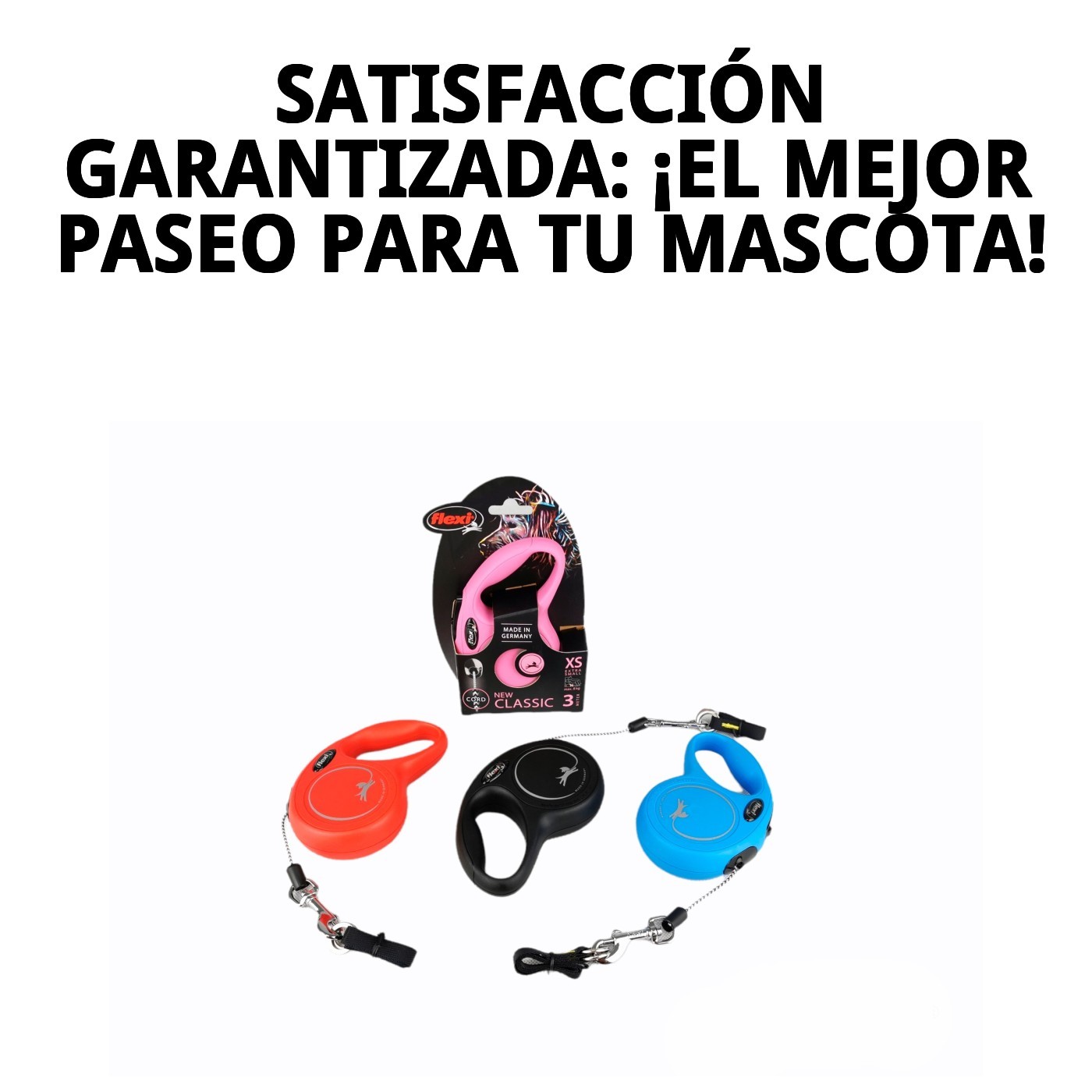 Correa Extensible Flexi New Classic XS 3 m Cordón | Ligera y Segura para Perros Pequeños