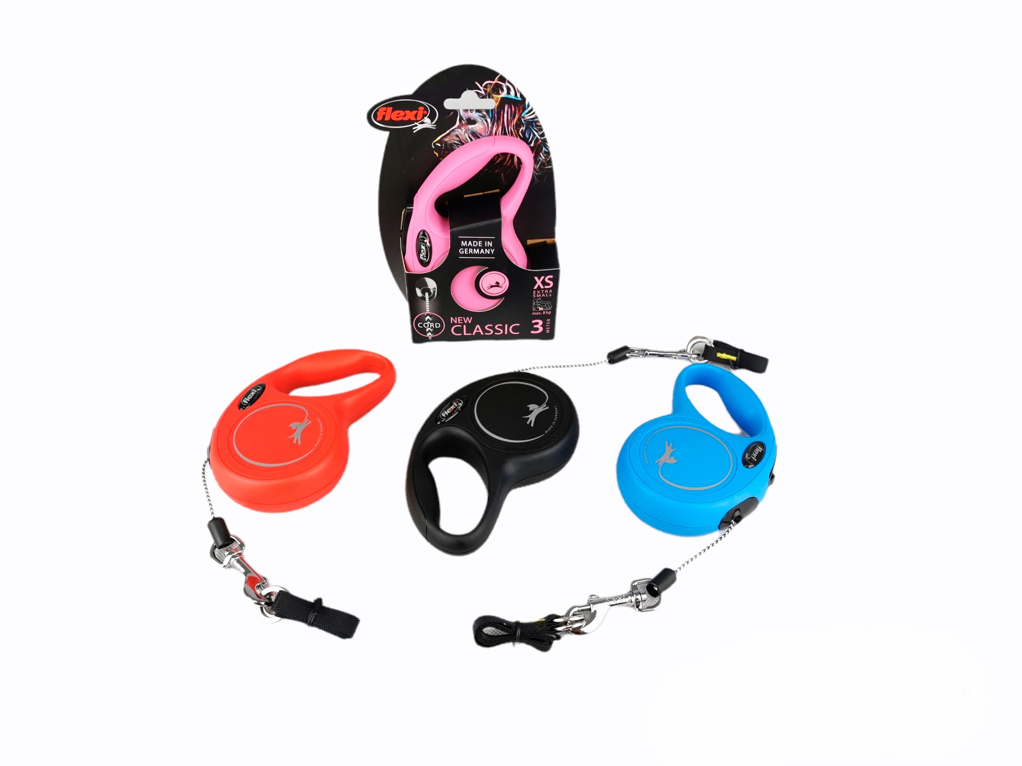 Correa Extensible Flexi New Classic XS 3 m Cordón | Ligera y Segura para Perros Pequeños