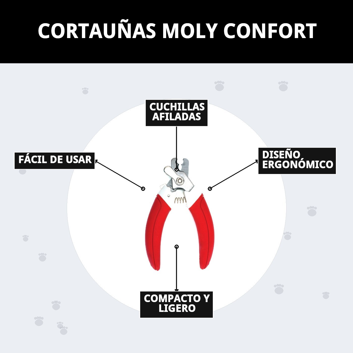 Cortauñas Grande Moly Confort con Sistema de Seguridad | Corte Preciso y Seguro para Perros Grandes