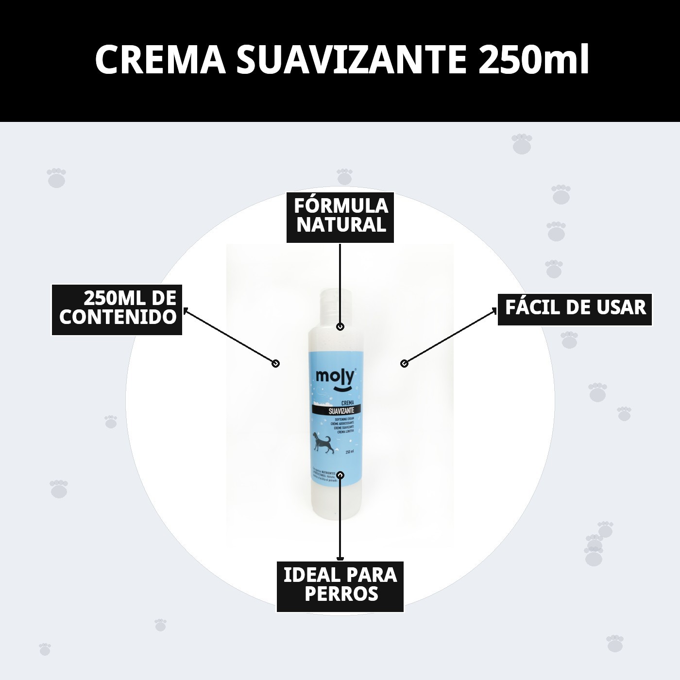 Crema Suavizante 250 ml Moly | Acondicionador Hidratante para Pelos Secos y Enredados