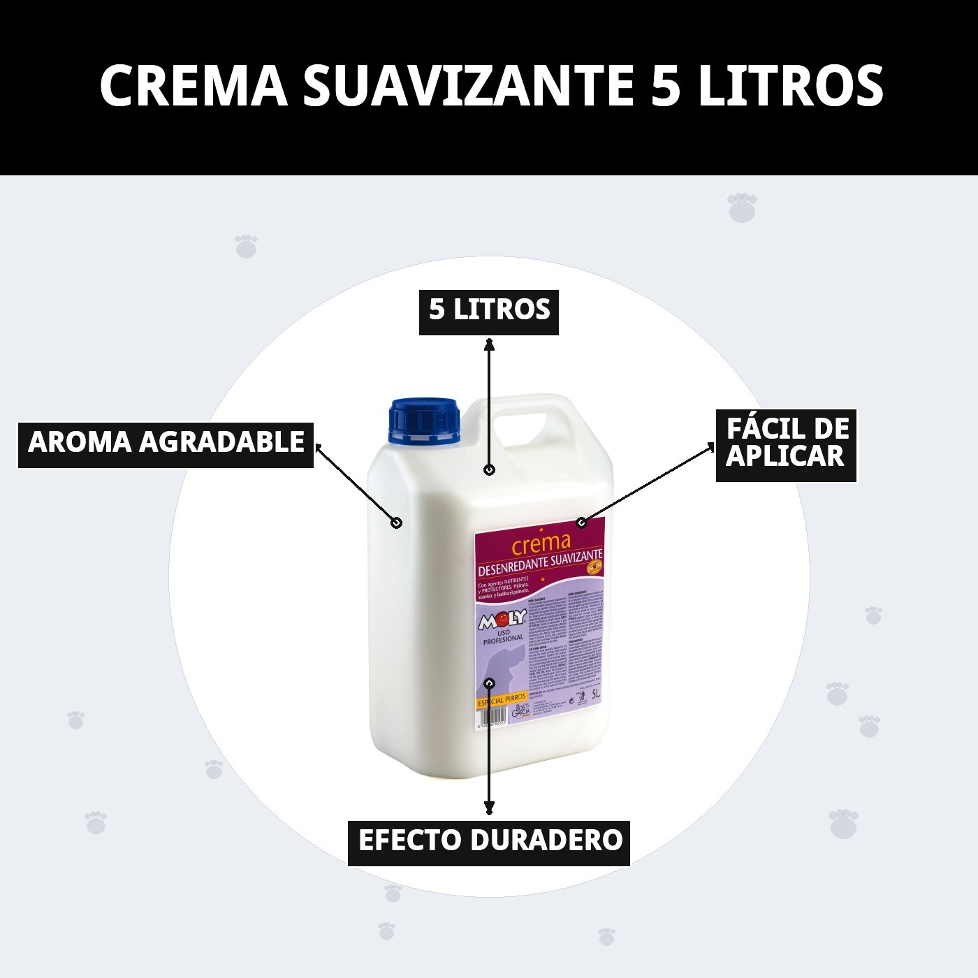 Crema Suavizante 5 L Moly | Acondicionador Profesional para Pelos Largos, Secos o Enredados