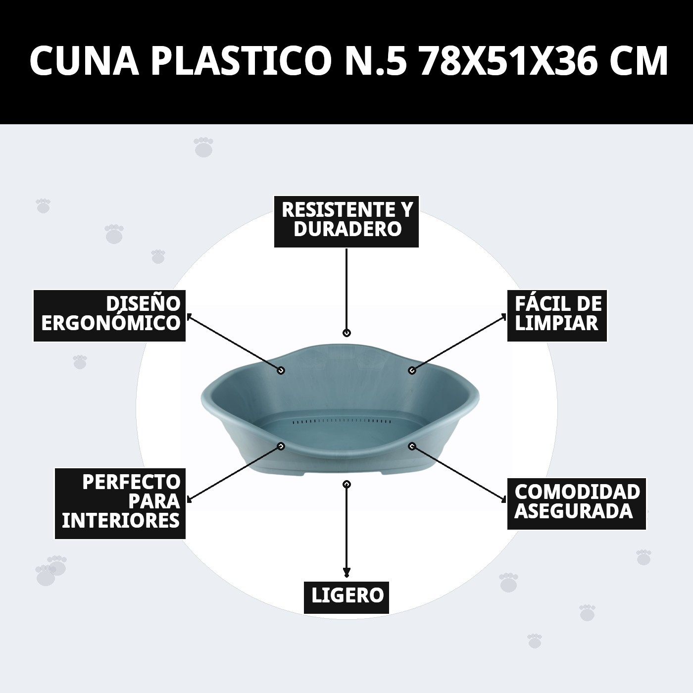 CUNA PLASTICO N.5 78X51X36 CM