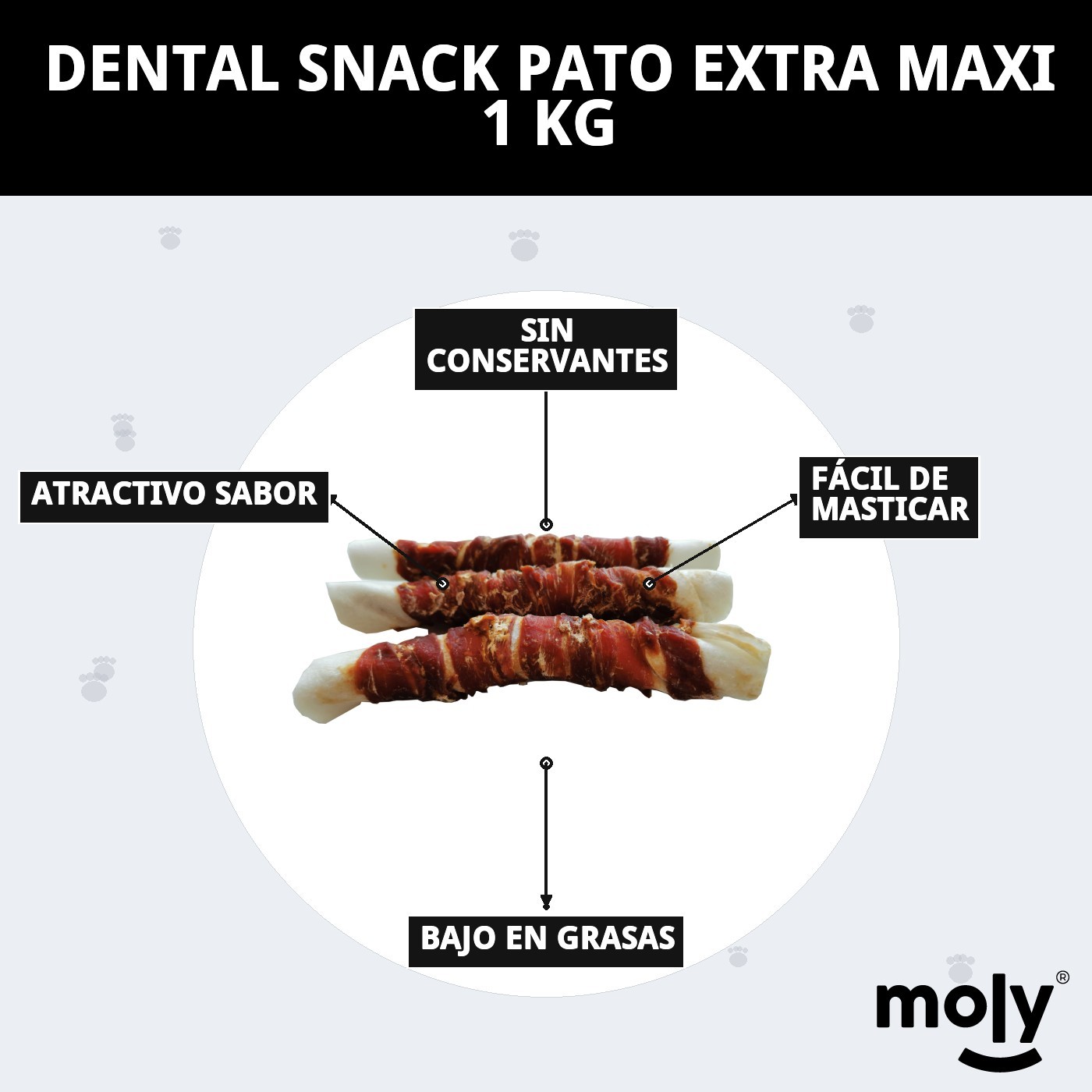Dental Snack de Pato Extra Maxi 1 kg | Masticación Prolongada y Cuidado Dental para Perros Grandes