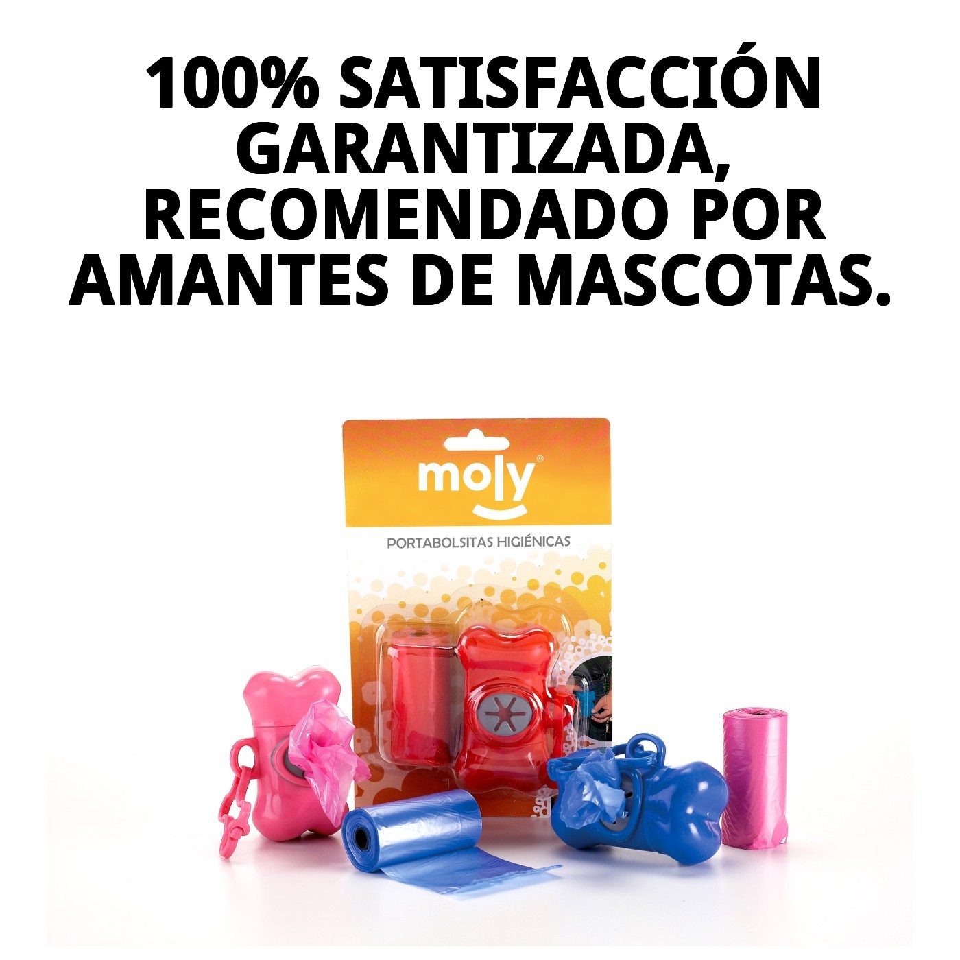 Dispensador Higiénico en Forma de Hueso + 2 Recambios (40 Bolsas) Moly | Portabolsas Práctico para Paseos