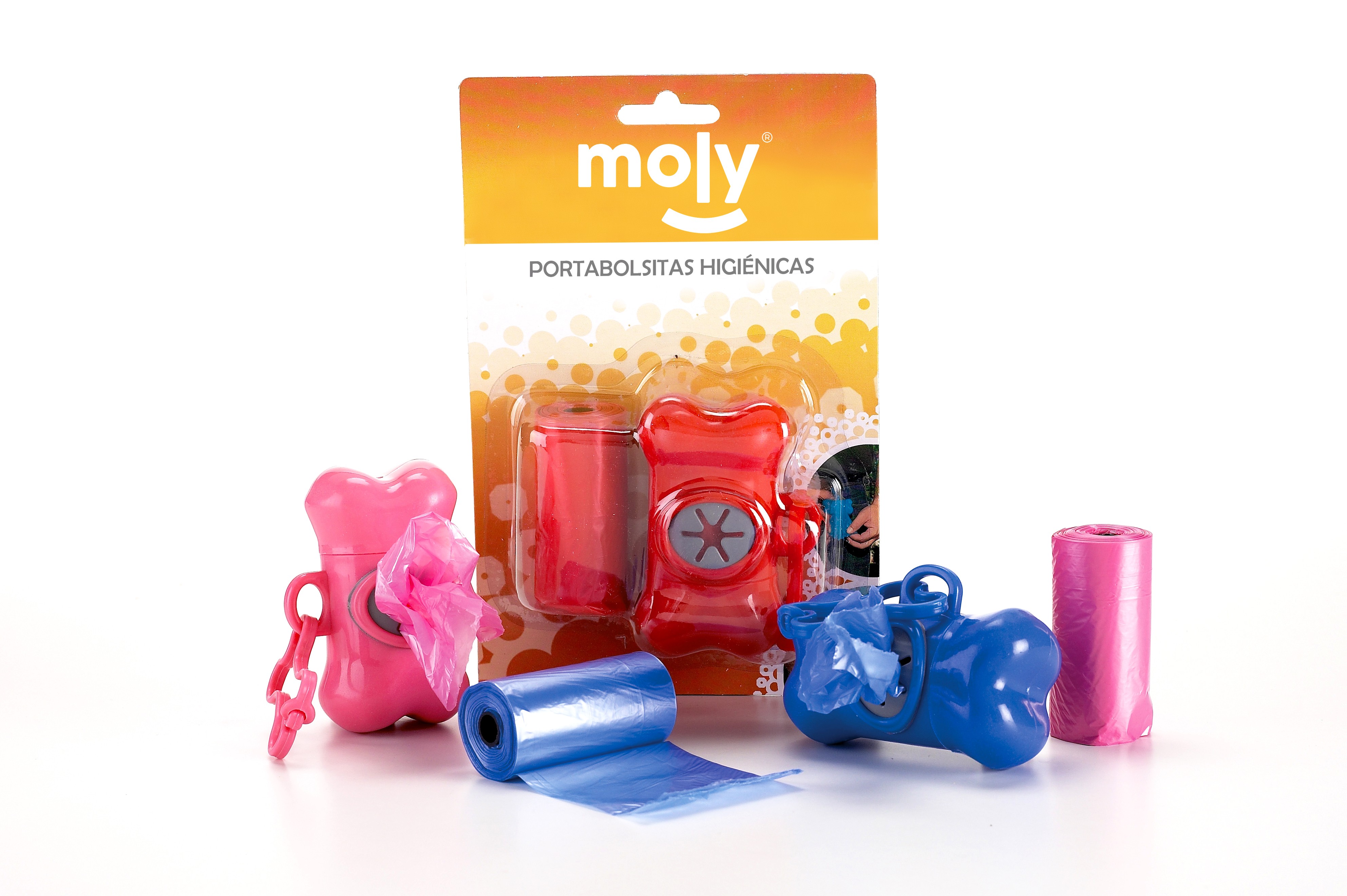 Dispensador Higiénico en Forma de Hueso + 2 Recambios (40 Bolsas) Moly | Portabolsas Práctico para Paseos