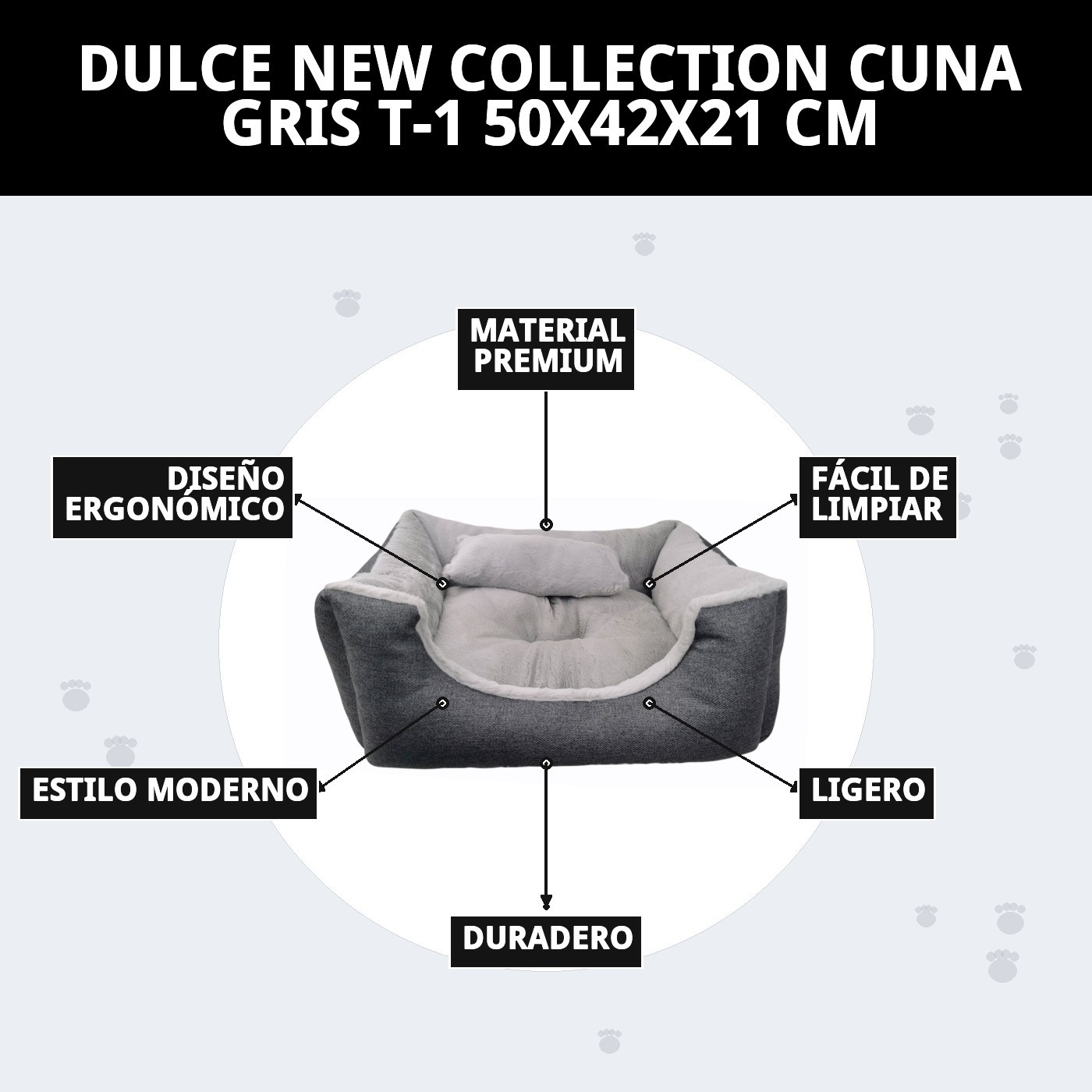 DULCE NEW COLLECTION CUNA GRIS T-1 50X42X21 CM