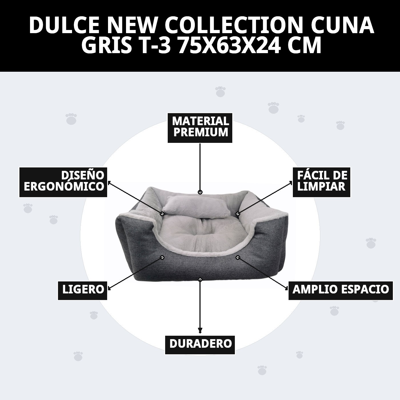 DULCE NEW COLLECTION CUNA GRIS T-3 75X63X24 CM