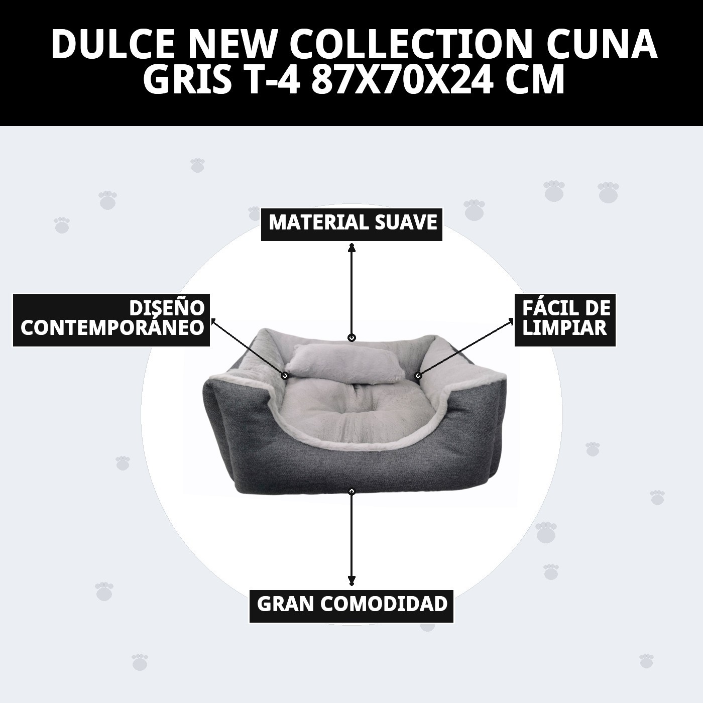 DULCE NEW COLLECTION CUNA GRIS T-4 87X70X24 CM