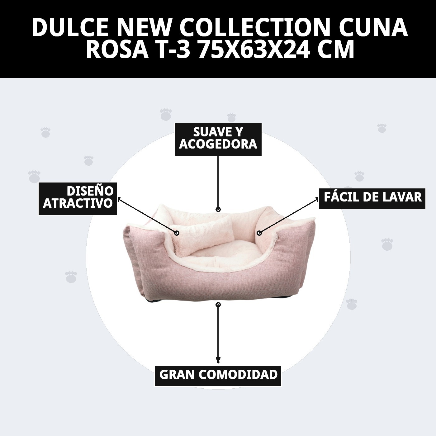 DULCE NEW COLLECTION CUNA ROSA T-3 75X63X24 CM