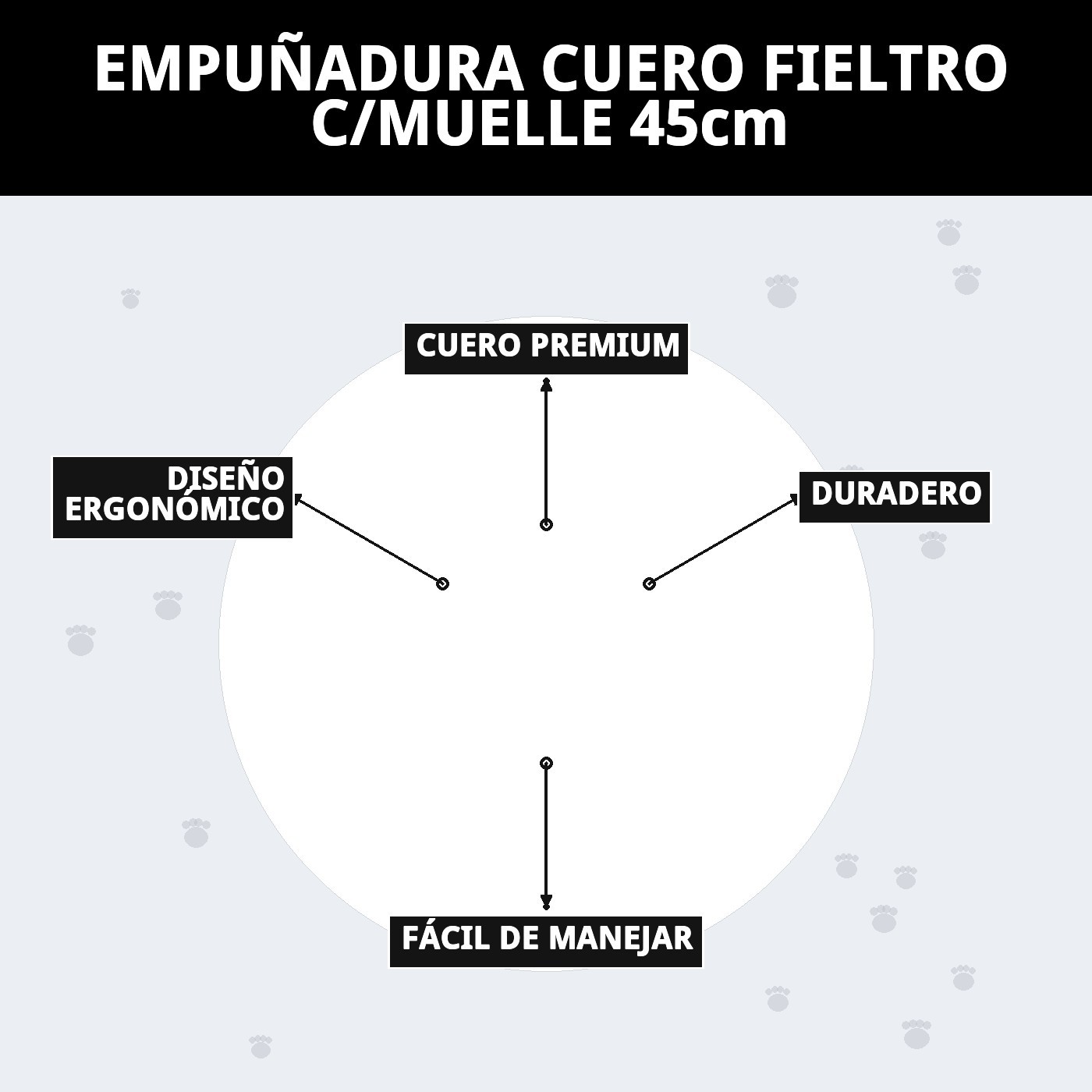 EMPUÑADURA CUERO FIELTRO C/MUELLE 45cm